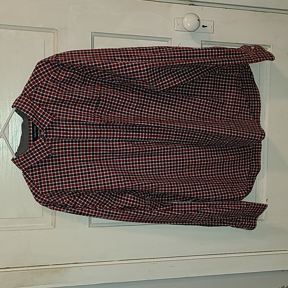 Nautica Red and Blue Checkered Button-Down Shirt